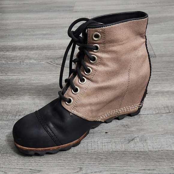 Sorel Joan of Arctic Wedge II PDX Waterproof Lace Up Leather Ankle Booties - Picture 6 of 14